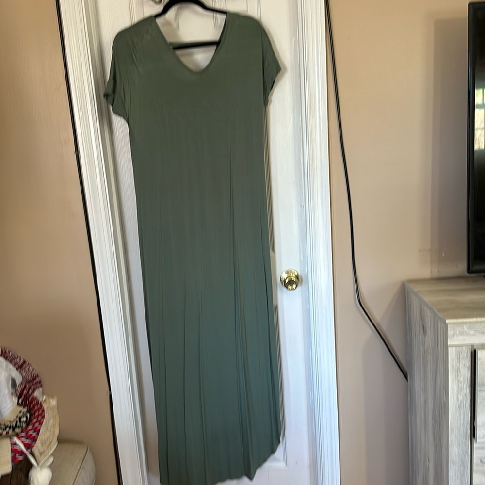 Lularoe Macy V-neck Maxi Dress Solid Unicorn X-Small